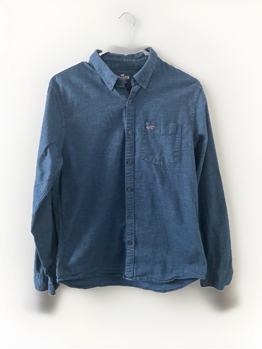 Hollister Stretch Epic Flex Blue Denim Collared Button Up Men's Size S